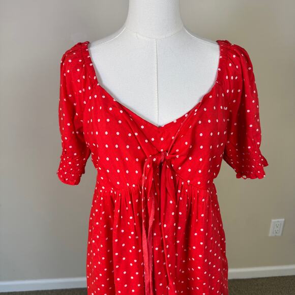Draper James Tie Front Short Sleeve Polka Dot Mini Dress US Women's M - Picture 4 of 10